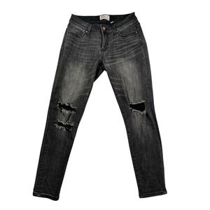 BKE Payton Womens Skinny Jeans Faded Black Distressed Ripped Knee Size 28 X 26